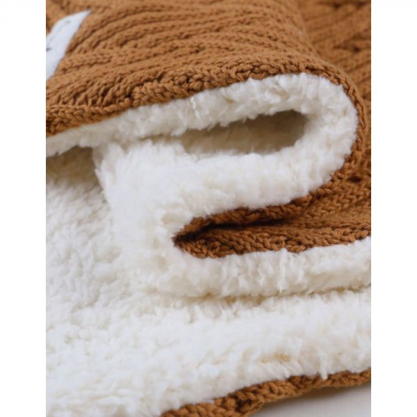 Couverture en tricot 75x100cm Sweet caramel avec sherpa - Mix and match