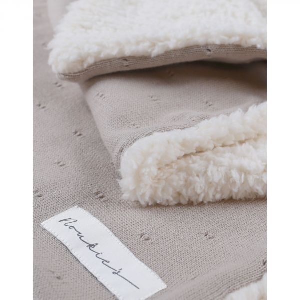 Couverture en tricot 75x100cm tender beige avec sherpa - Mix and match