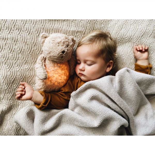 Peluche Veilleuse Ourson Nature Bio Blanc Polaire