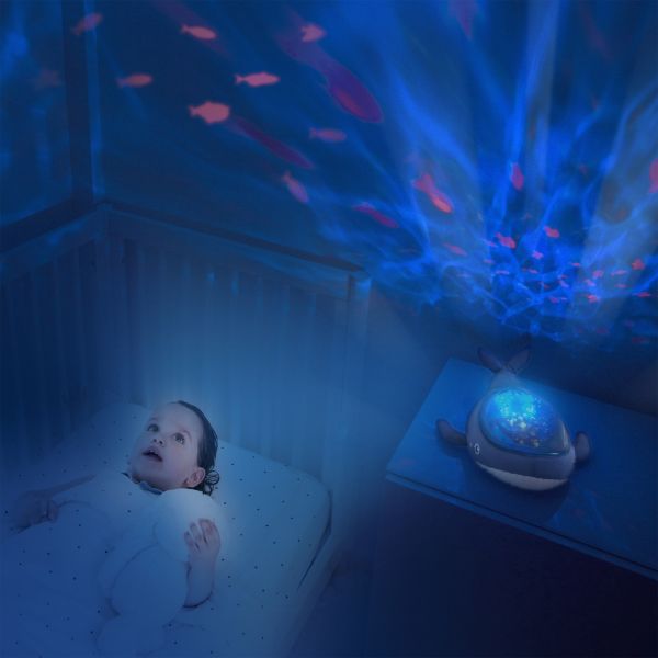 Peluche veilleuse bébé projection effets aquatiques Baleine Aqua Dream