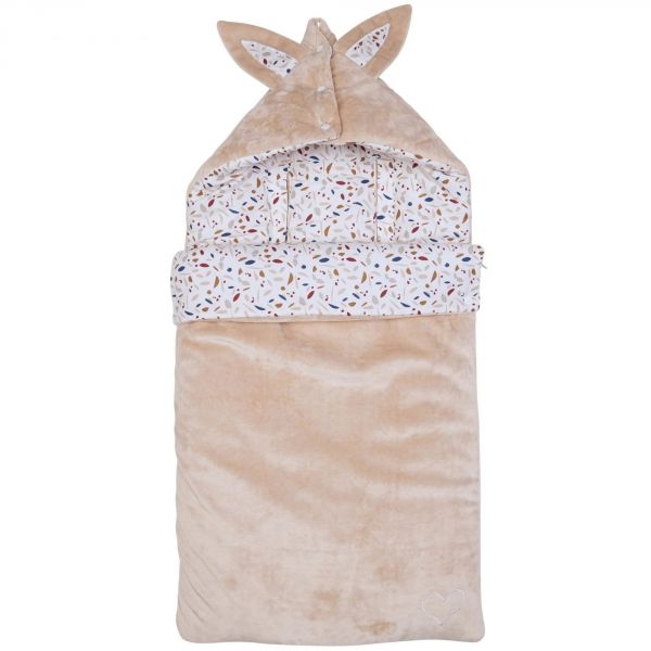 Nid d'ange coton doublé Sherpa - Sable imprimé Terrazzo