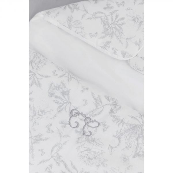 Nid d'ange Toile de Jouy gris 41 x 85 cm