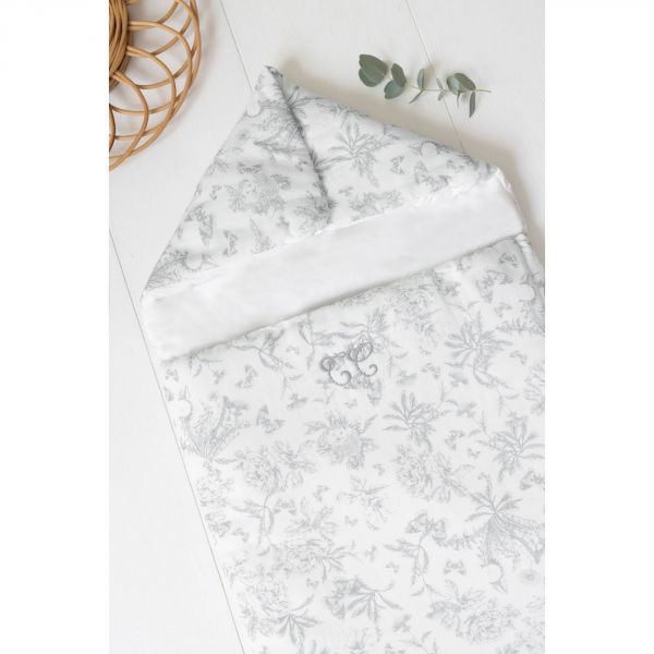 Nid d'ange Toile de Jouy gris 41 x 85 cm