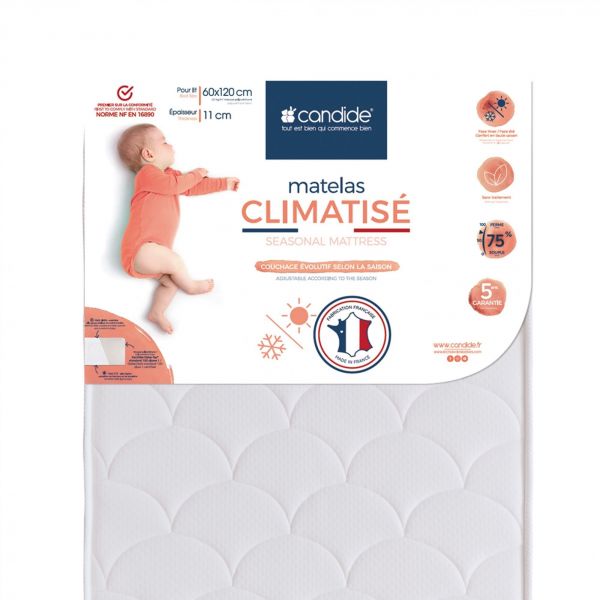 Pack Matelas bébé climatisé + alèse blanc + drap housse blanc - 60x120 cm