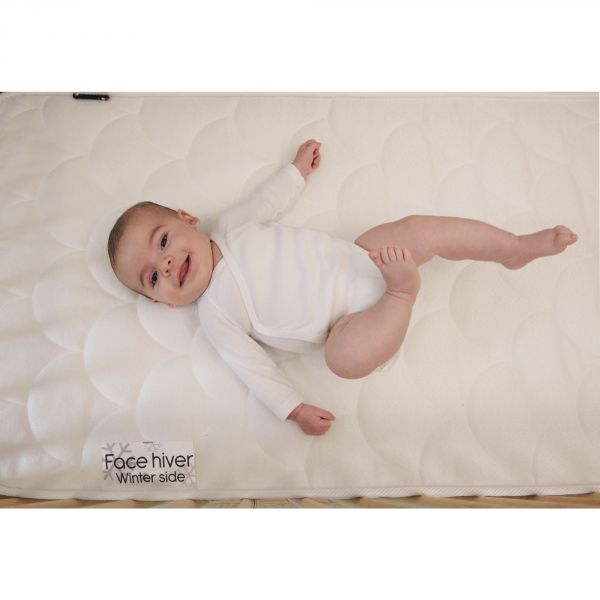 Pack Matelas bébé climatisé + alèse blanc + drap housse blanc - 60x120 cm