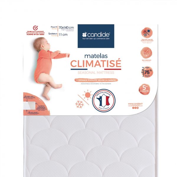 Pack Matelas bébé climatisé + alèse blanc + drap housse blanc - 70x140 cm