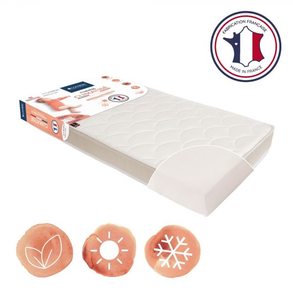 Pack Matelas bébé climatisé + alèse blanc + drap housse blanc - 70x140 cm