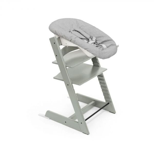 Pack chaise haute Tripp Trapp Hetre Vert glacier + Newborn gris