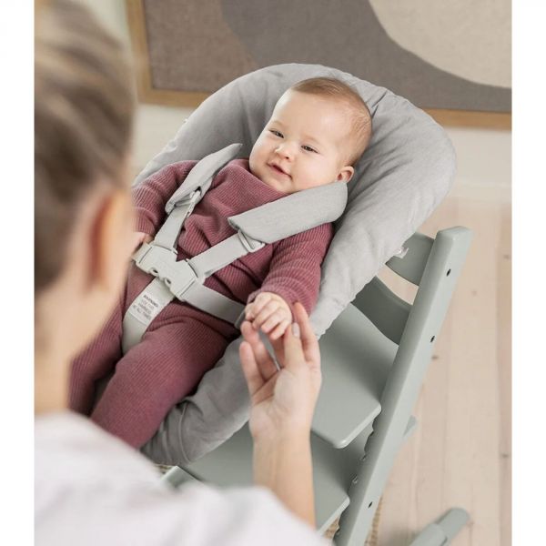 Pack chaise haute Tripp Trapp Hetre Vert glacier + Newborn gris