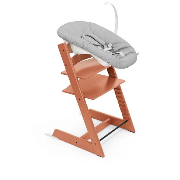 Pack chaise haute Tripp Trapp Hêtre Terracotta + Newborn Set Gris