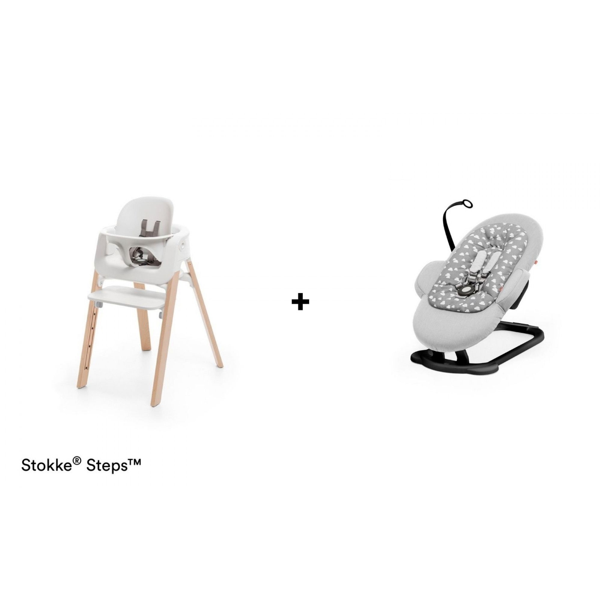 Stokke Pack Chaise Steps Hetre Naturel Baby Set Transat Nuage Made In Bebe