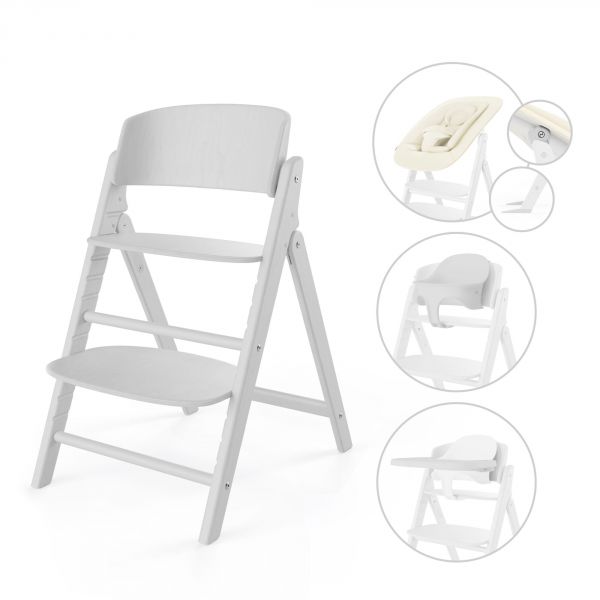 Chaise haute pliante évolutive Click & Fold 4-en-1 All White