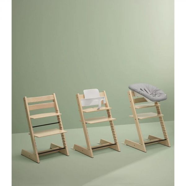 Pack complet Chaise haute Tripp Trapp Naturel + Newborn set + Tablette (harnais et baby set offert)