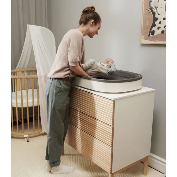 Chambre duo Lit Sleepi Gris + commode Sleepi Blanc