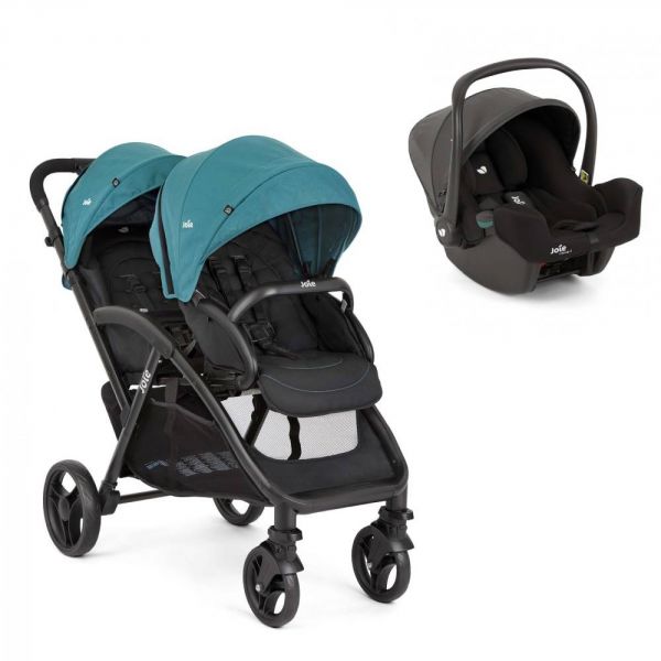 Poussette duo Evalite double Capri + siège auto i-Snug 2 shale