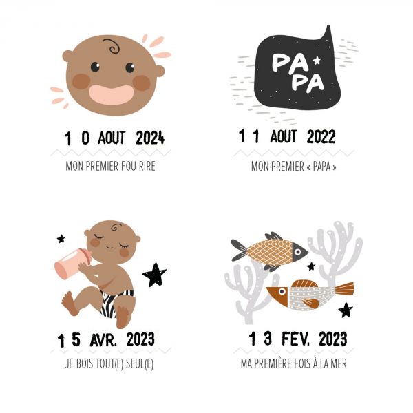 Affiches à tamponner pack duo En t'attendant + Mes premières fois Maman/Papa