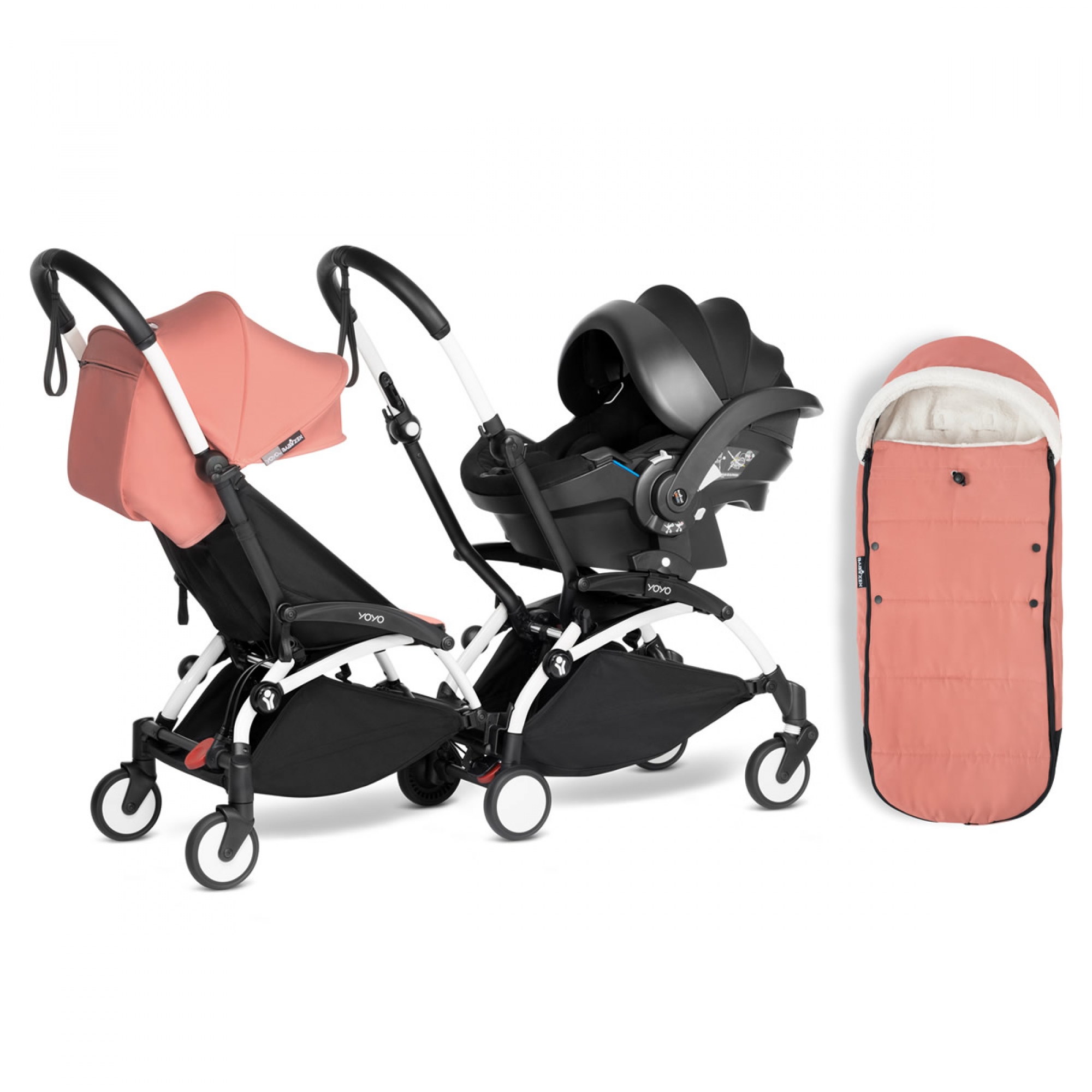 Poussette duo YOYO² pack 6+ et Yoyo car seat by Besafe - Cadre Blanc -  Ginger - Made in Bébé