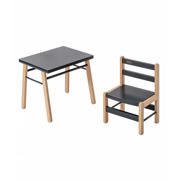 Table enfant Gabriel + Chaise basse Louise Hybride anthracite