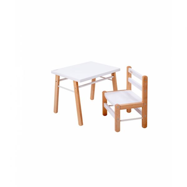 Table enfant Gabriel + Chaise basse Louise Hybride blanc