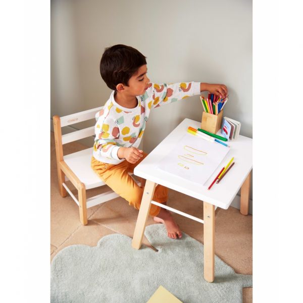 Table enfant Gabriel + Chaise basse Louise Hybride blanc