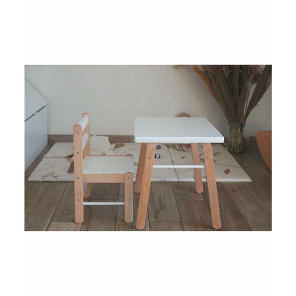 Table enfant Gabriel + Chaise basse Louise Hybride blanc