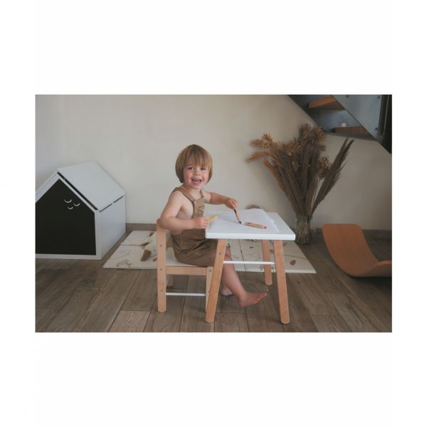 Table enfant Gabriel + Chaise basse Louise Hybride blanc