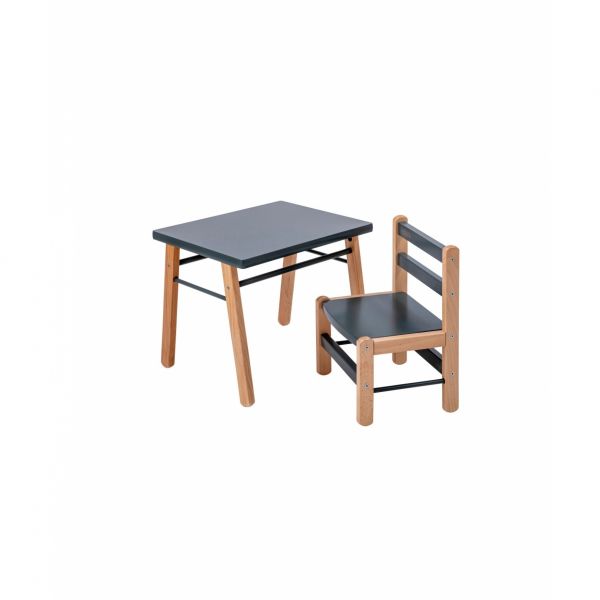 Table enfant Gabriel + Chaise basse Louise Hybride kaki