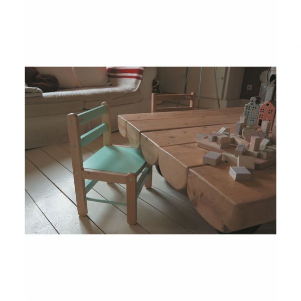 Table enfant Gabriel + Chaise basse Louise Hybride vert mint