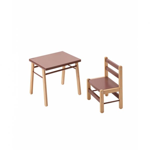 Table enfant Gabriel + Chaise basse Louise Hybride vieux rose