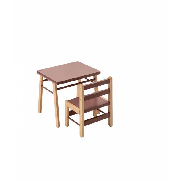 Table enfant Gabriel + Chaise basse Louise Hybride vieux rose