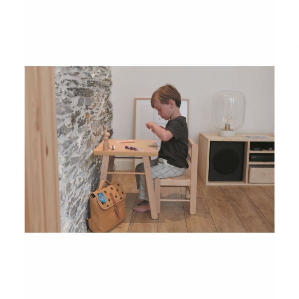 Table enfant Gabriel + Chaise basse Louise Vernis naturel