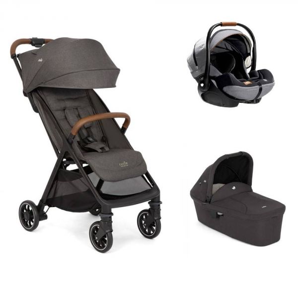 Poussette trio Pact pro Shell gray + siège auto i-Level Recline Carbon + nacelle Ramble Shale