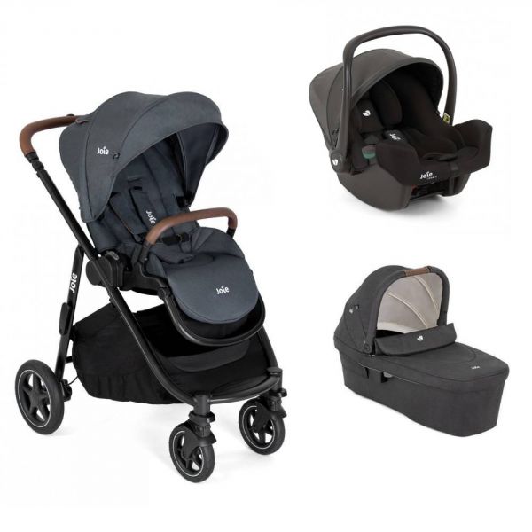 Poussette trio Versatrax Moonlight + siège auto i-Snug 2 Shale + nacelle Ramble XL Shale