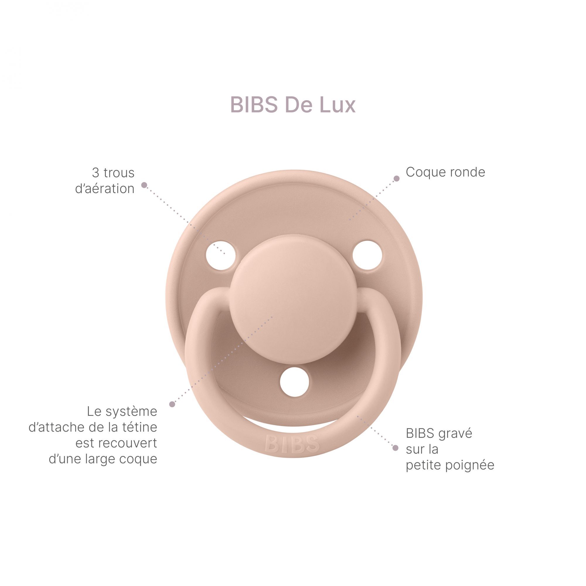 Sucettes Bibs De Lux silicone taille unique - Ivoire / rose blush