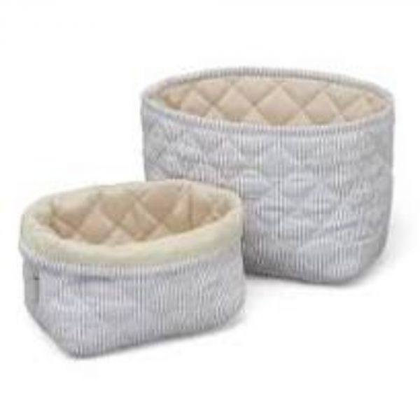 Lot de 2 paniers de rangement Rayures Classiques Bleu