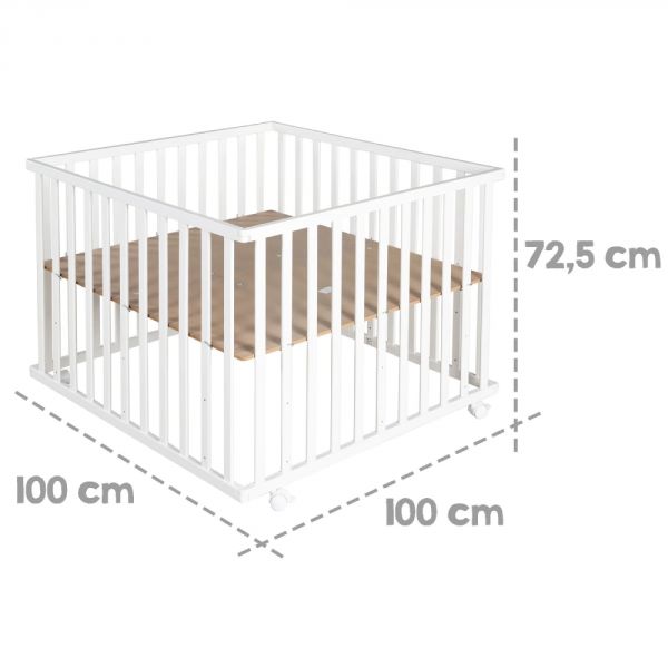 Parc bébé 100 x 100 cm blanc et tapis de parc Rock star baby