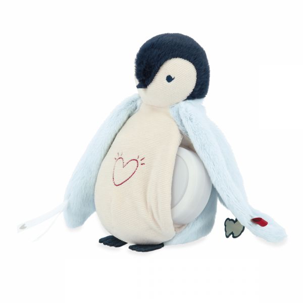 Peluche Veilleuse pingouin bleu