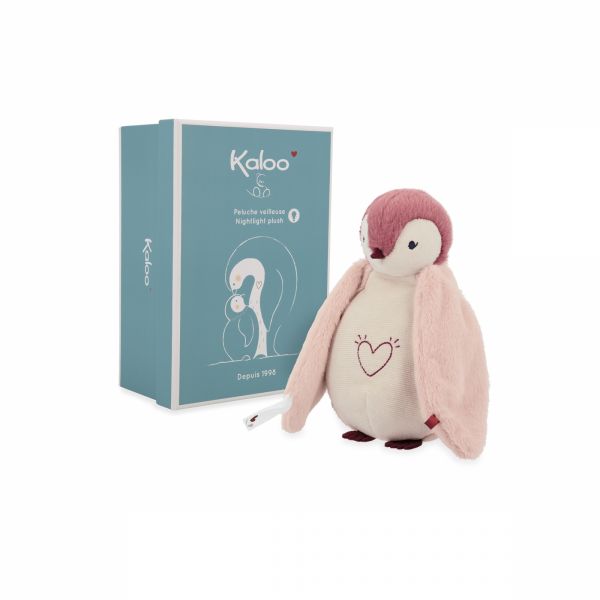 Peluche Veilleuse pingouin rose