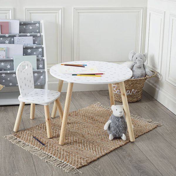 Table enfant Douceur Blanche étoiles grises