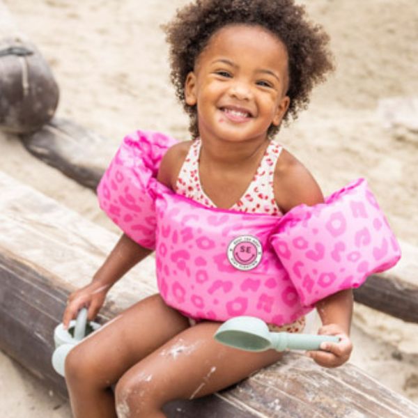 Gilet de natation avec brassards 2-6 ans - Léopard Rose