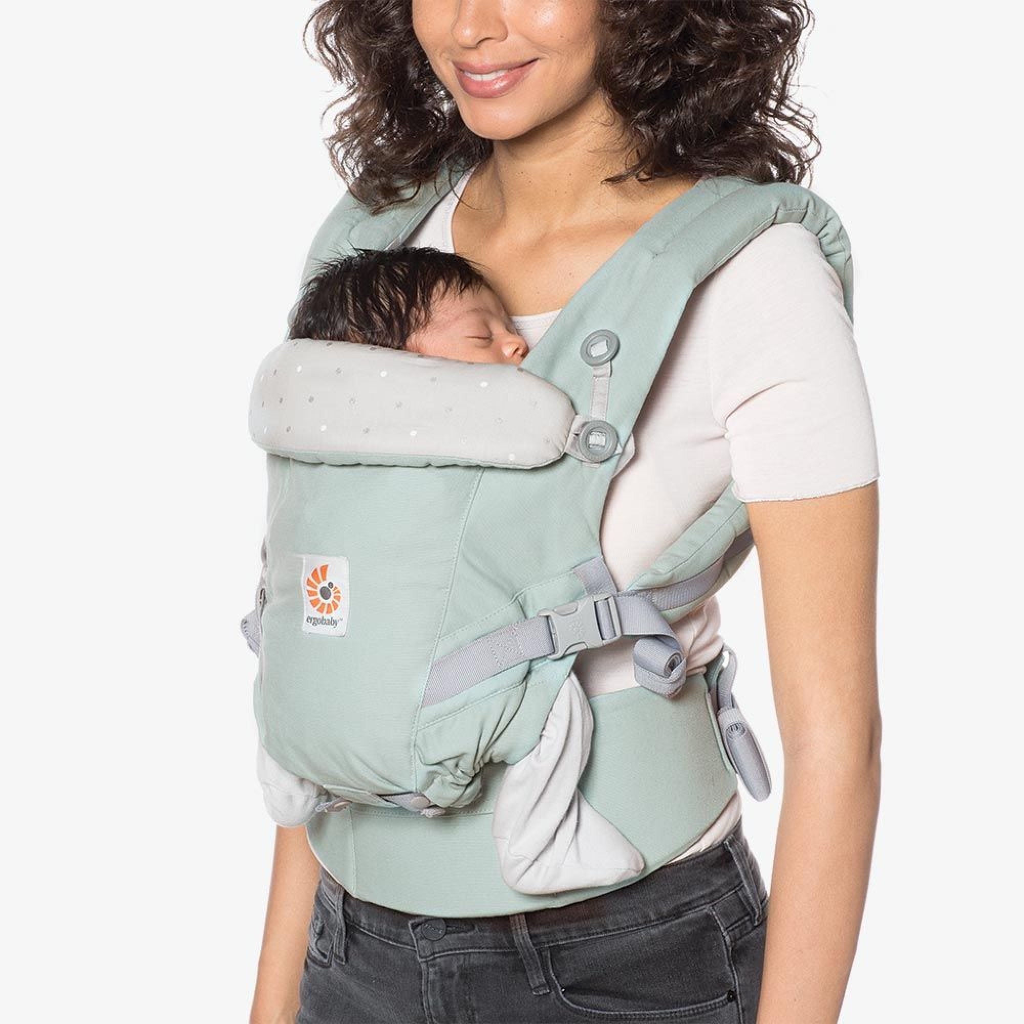 Ergobaby Porte Bebe Adapt Menthe Pois Argente Made In Bebe