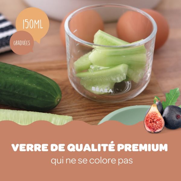 Pot de conservation portion verre 150 ml Vert Sauge