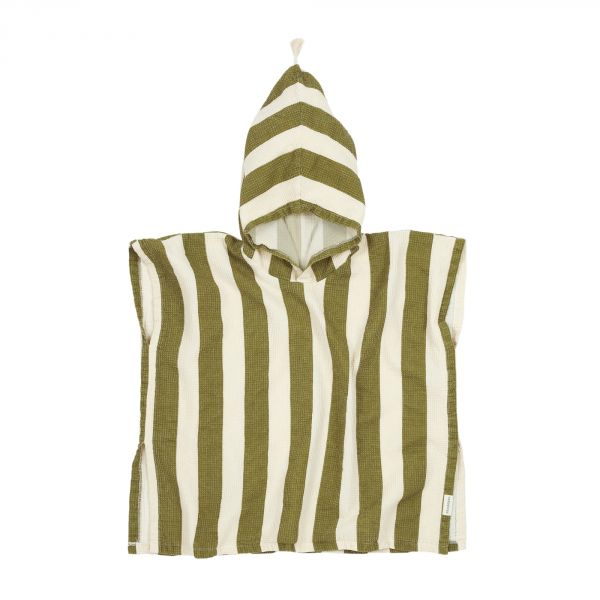 Poncho de plage 1-3 ans Portofino Pistachio stripes waffle