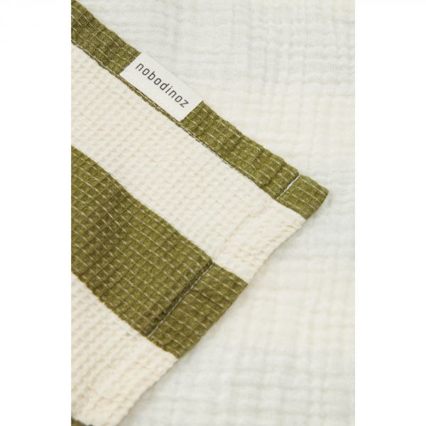 Poncho de plage 1-3 ans Portofino Pistachio stripes waffle