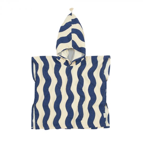 Poncho de plage 6-9 ans Portofino Blue waves waffle