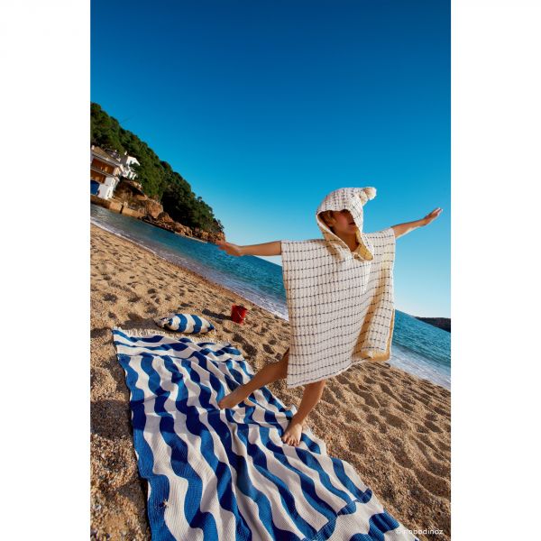 Poncho de plage 6-9 ans Portofino Black stripes large waffle