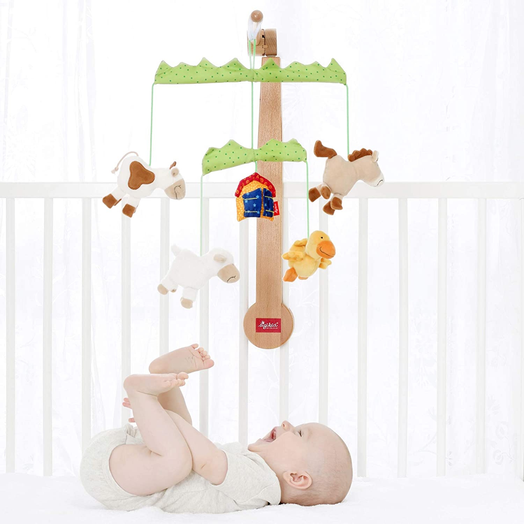 Support pour mobile en bois naturel KONGES SLOJD l  support  jouets activité éveil bébé