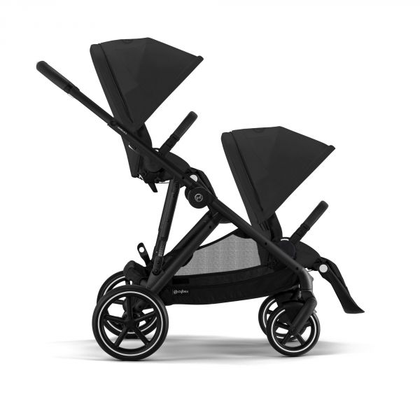 Poussette double e-Gazelle S Moon Black châssis Noir