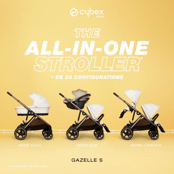 Poussette jumeaux Gazelle S Stone Grey + 2 Sièges auto Cloud G i-Size