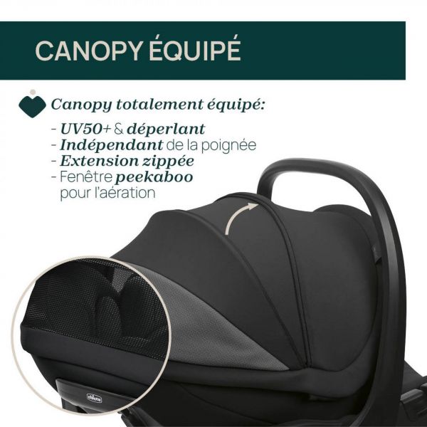 Poussette duo Activ3 Jet Black+ siège auto First seat Recline i-Size Amber glow